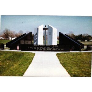 Illinois Vietnam Veterans Memorial Postcard Dedicated 1988 Oak Ridge Cemetery